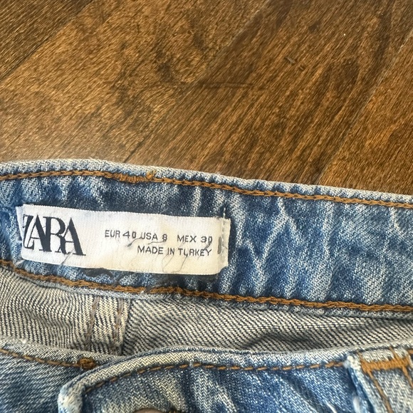 Zara Blue High Rise Slim Split Hem Flared Jeans 6164 170 427 Size US 8 - Picture 6 of 8